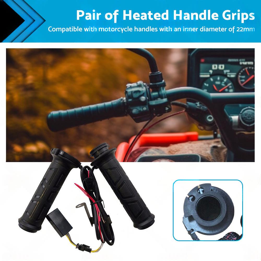 12V Motorcycle Heated Hand Rubber Grips Suitable for 22mm Handlebar-0