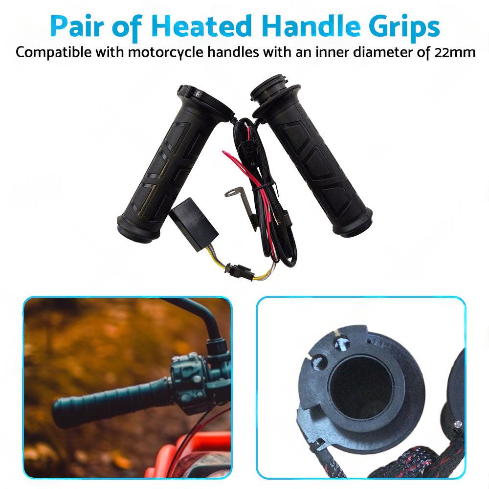 12V Motorcycle Heated Hand Rubber Grips Suitable for 22mm Handlebar-4