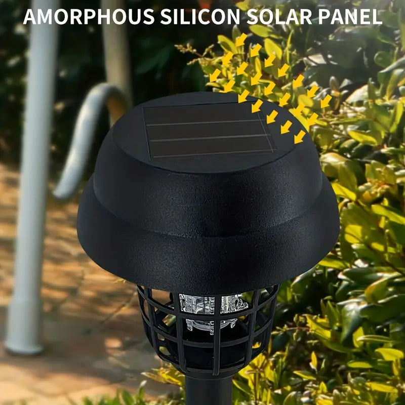 2pcs Solar Mosquito Killer Lamp Set - Outdoor Waterproof Fly Trap & Insect Repellent-3