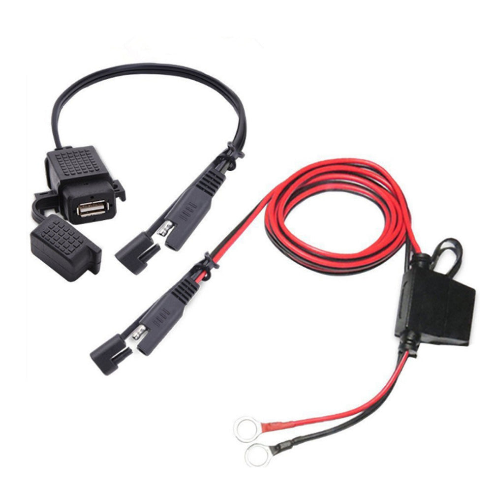 2PCS Waterproof Motorcycle Bike SAE to USB Charger Cable Adapter for GPS Phone-0