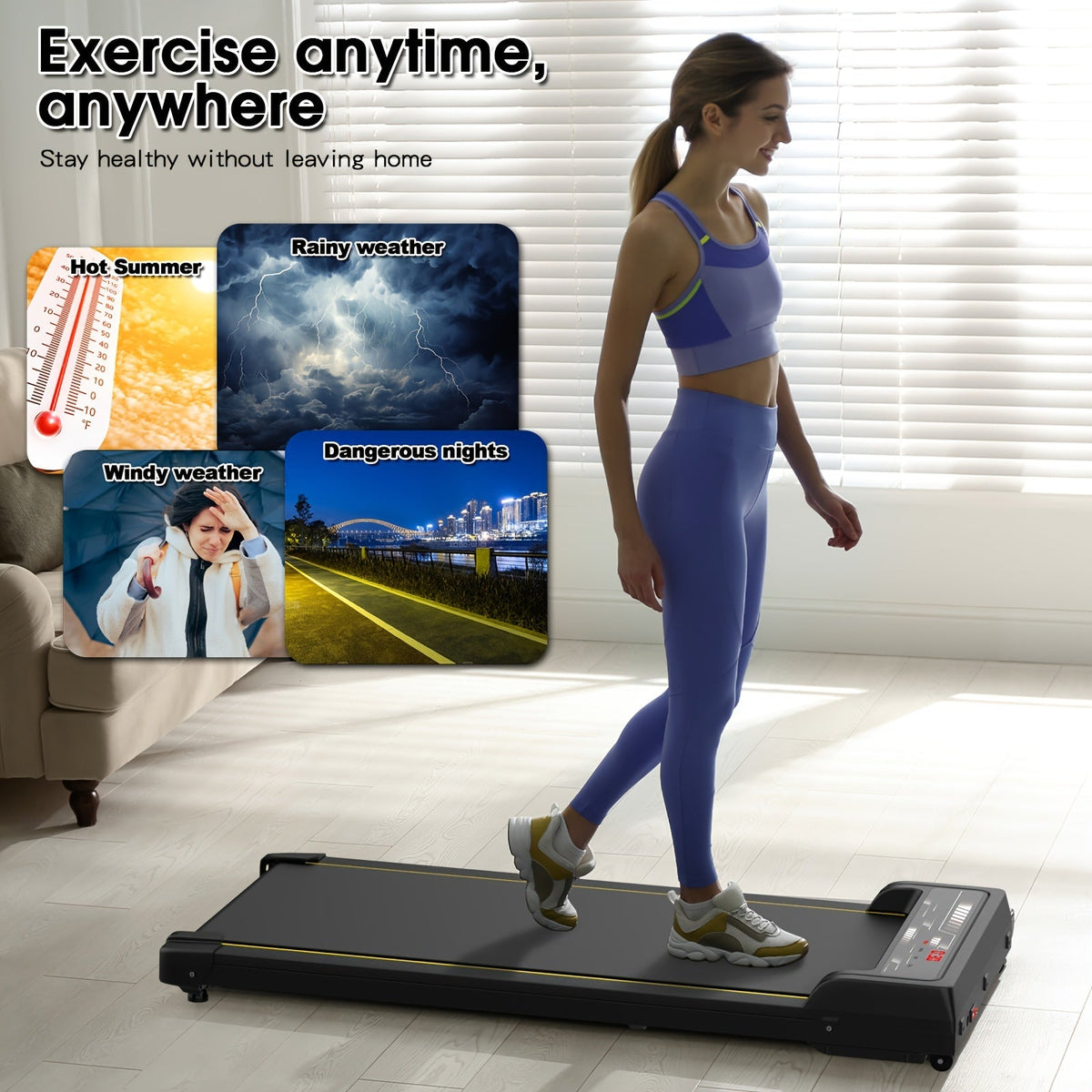 Under Desk Walking Pad - Home Gym Office Fitness Equipment(Black)-4