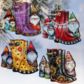 Seasonal Gnome Boots Wooden Christmas Ornaments – Set of 4 – 8091130-S4-0