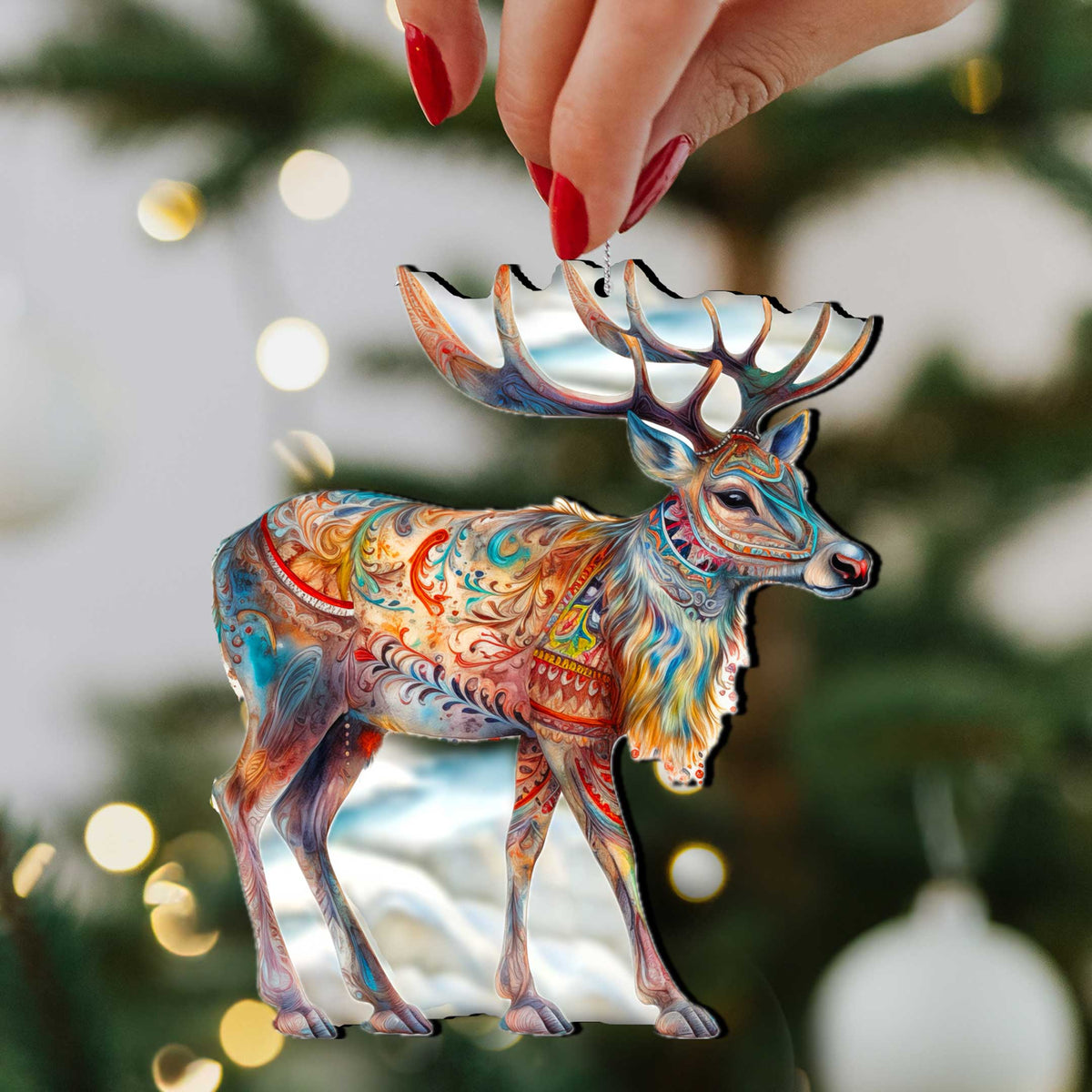 Alaska Reindeer & Moose Wooden Christmas Ornaments – Set of 3 – 8091134-S3-4