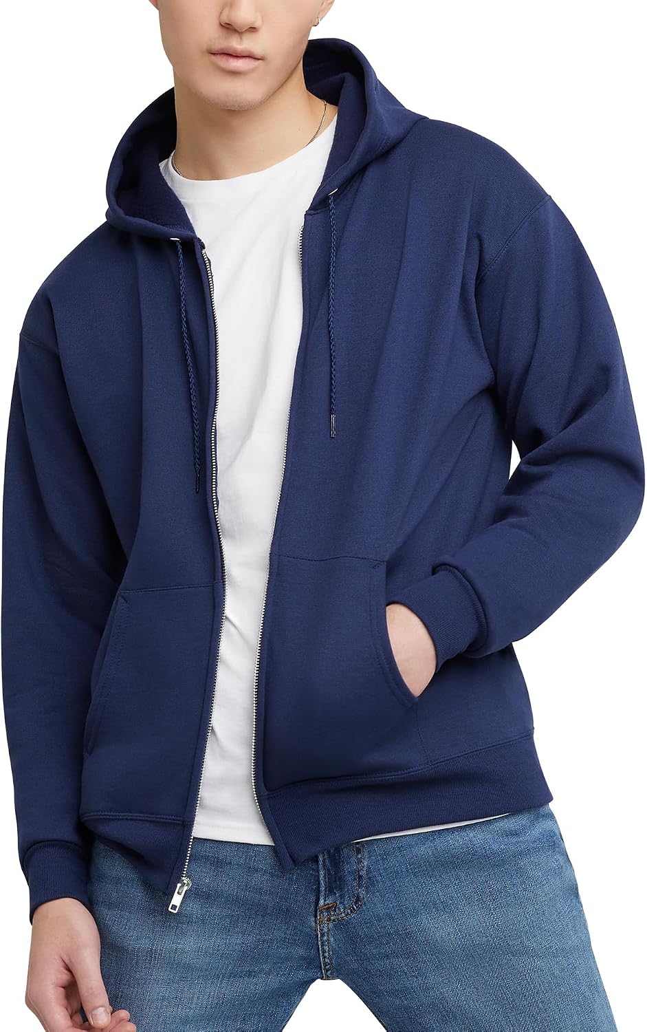 Мъжки суитшърт с цип Hanes, Ecosmart полар с цял цип за мъже, суитшърт с качулка