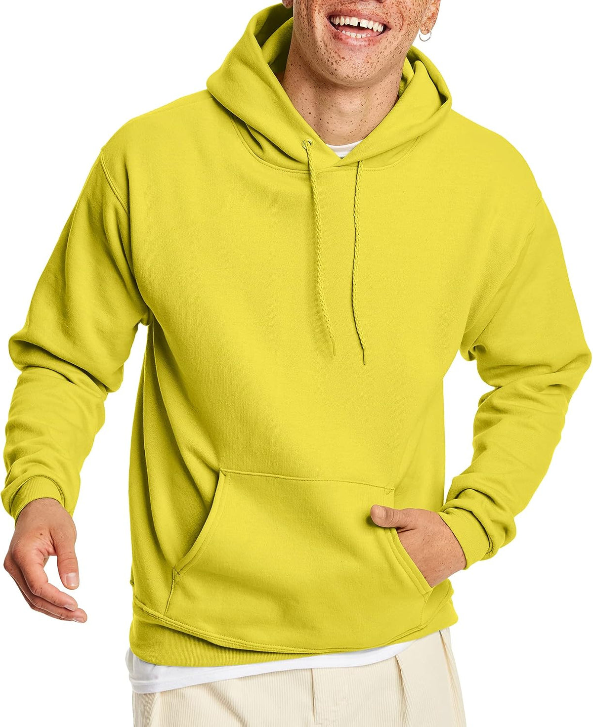Мъжки суитшърт с качулка Hanes – EcoSmart Fleece Hooded Sweatshirt за мъже и жени – Средно тежък полар – Предлага се в големи размери