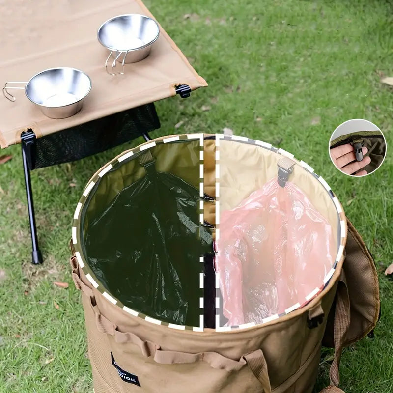 Khaki Portable Collapsible Rubbish Bin: Perfect for Outdoor Adventures-4