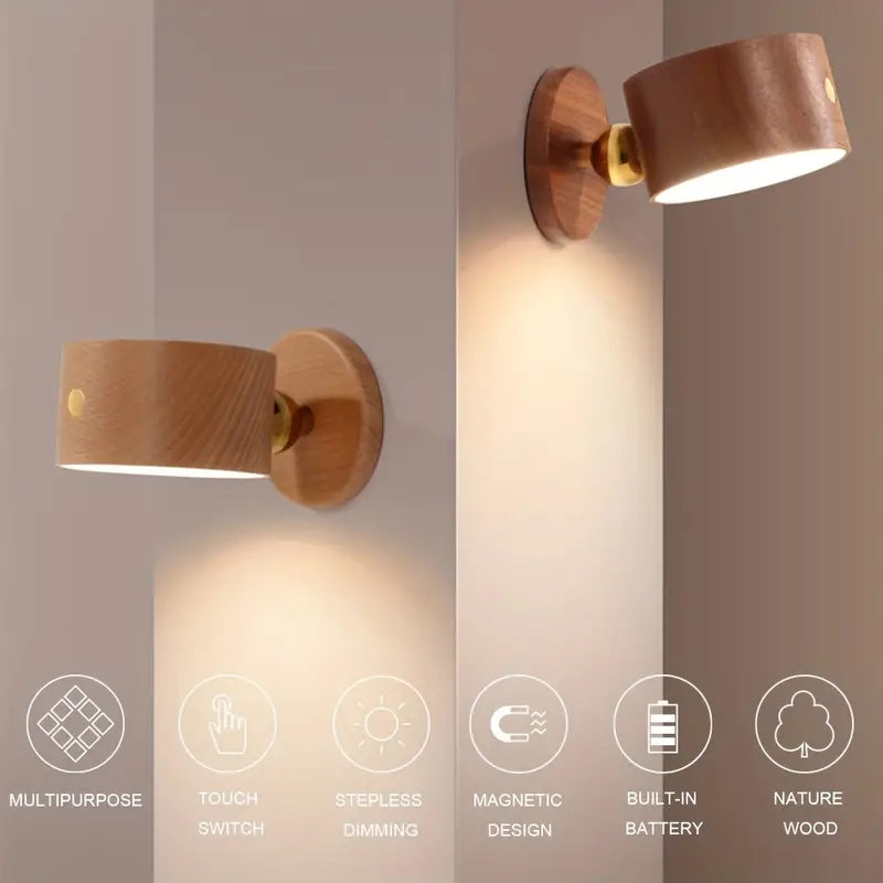 Wireless Sapele Wood Bedroom Reading Lamp in Sapele Wood color-1