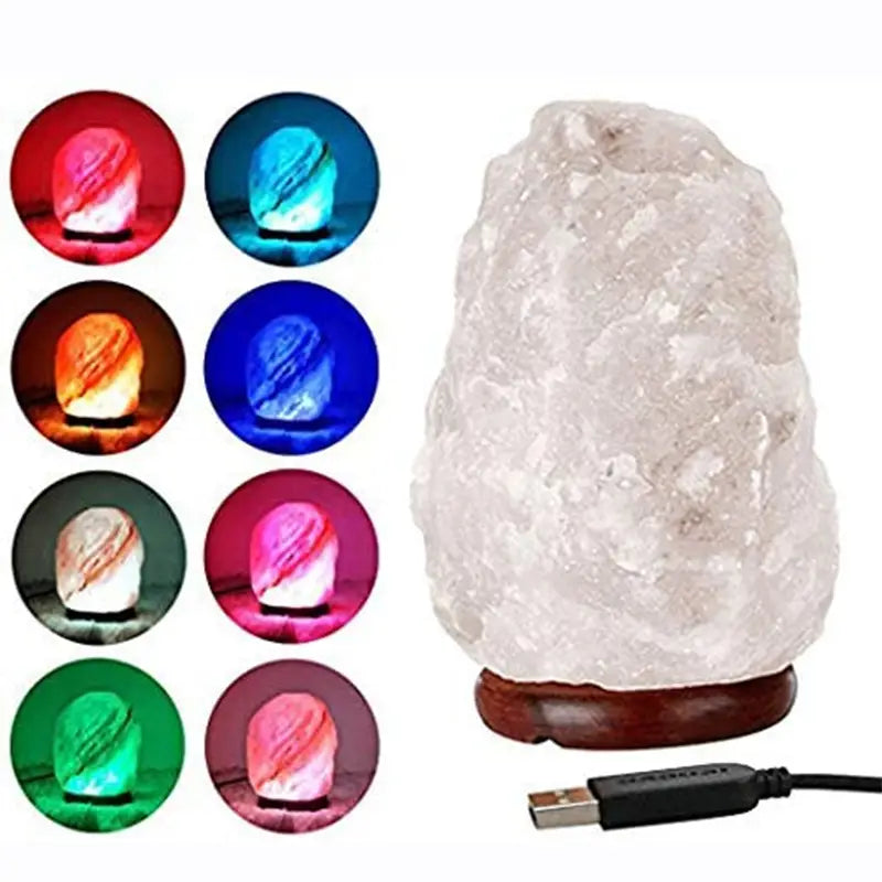 Harmony Glow Himalayan Crystal Salt Lamp - USB Powered, Color Changing LED Night Light White Stone-0