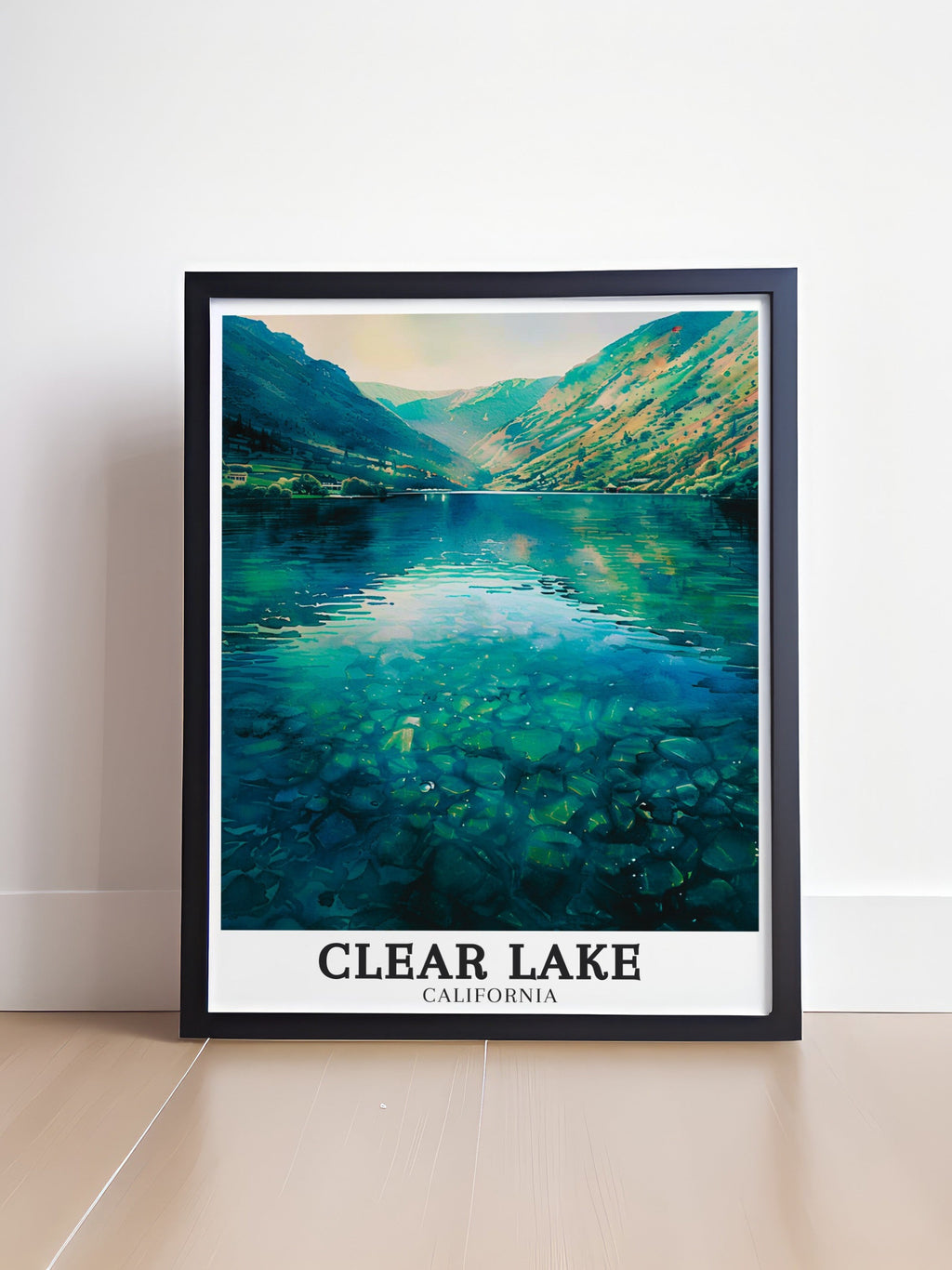 Clear Lake Print - Coast Ranges Wall Art - Lake County Framed Art - Clear Lake Vintage Poster-1