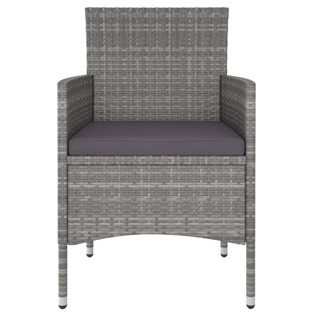 NNEVL 5 Piece Garden Dining Set Poly Rattan and Tempered Glass Grey-2