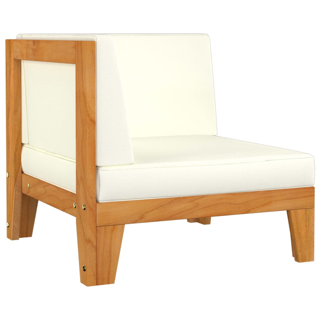 NNEVL 2-Seater Sofa with Cream White Cushions Solid Acacia Wood-3