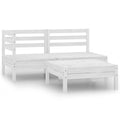 NNEVL 3 Piece Garden Lounge Set Solid Pinewood White-0