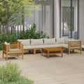 NNEVL 7 Piece Garden Lounge Set with Cream Cushion Solid Acacia Wood-0