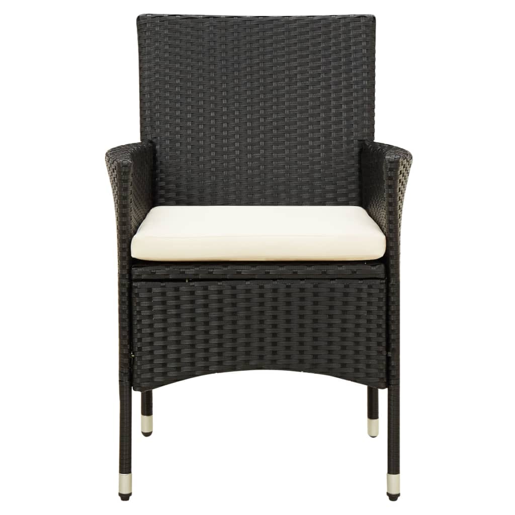 NNEVL 5 Piece Outdoor Dining Set with Cushions Poly Rattan Black-3