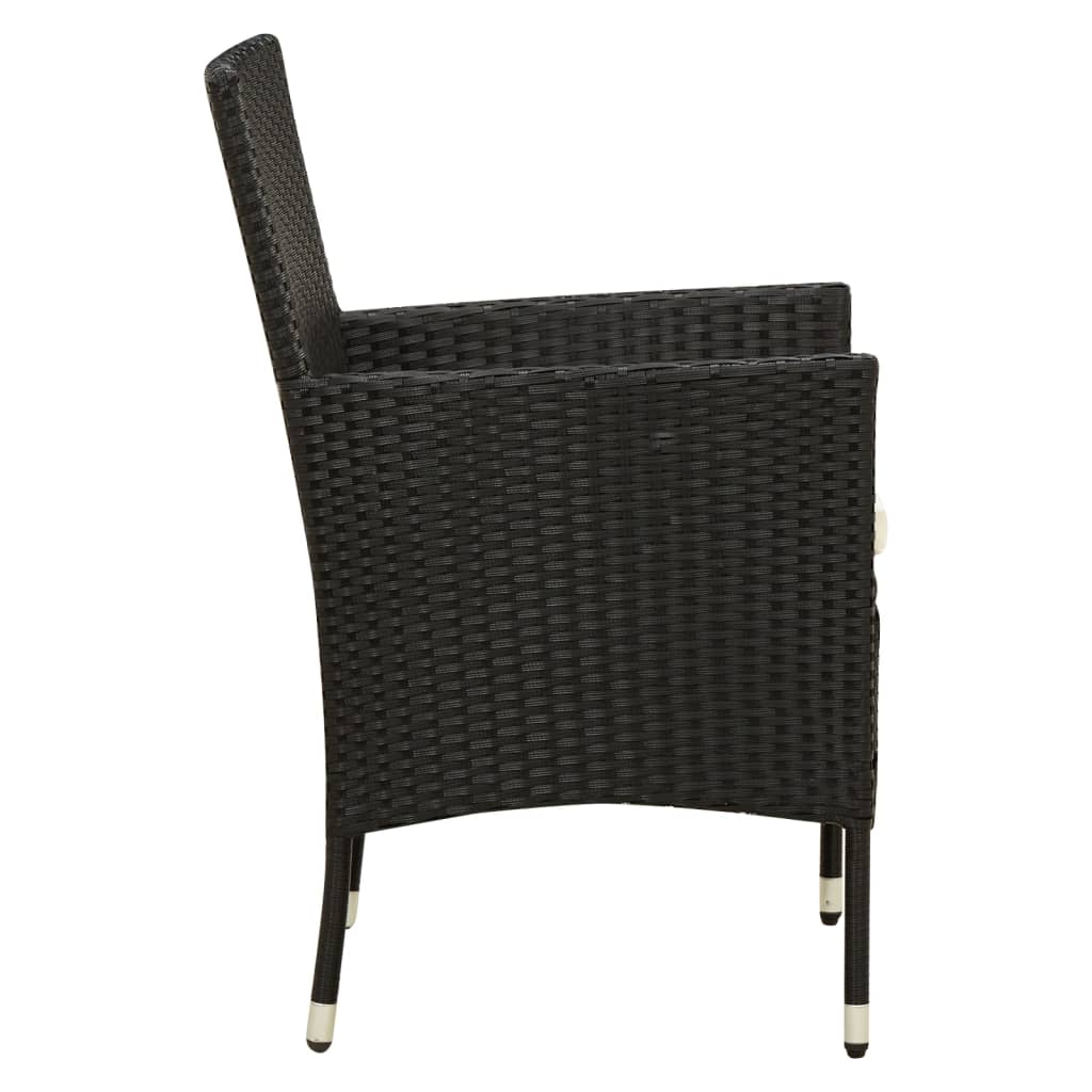NNEVL 5 Piece Outdoor Dining Set with Cushions Poly Rattan Black-4