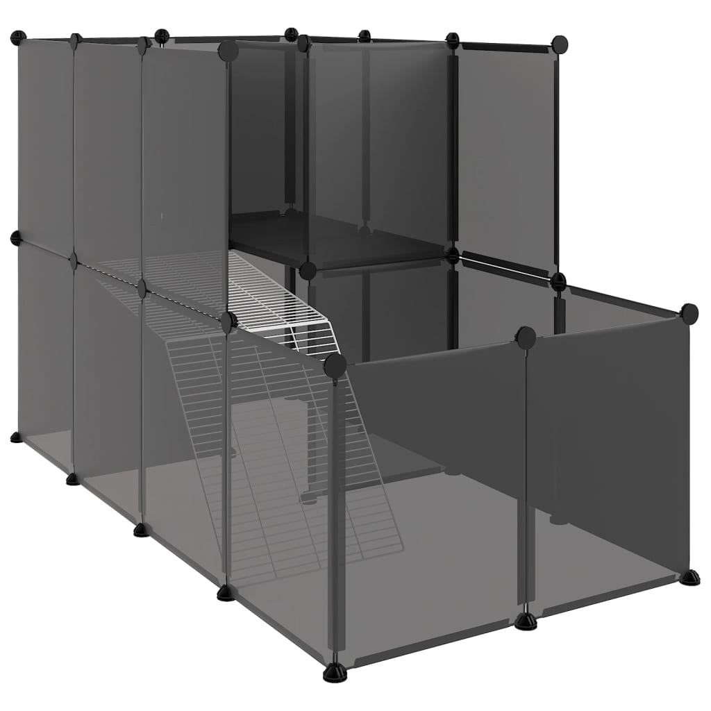 NNEVL Small Animal Cage Black 142x74x93 cm PP and Steel-1