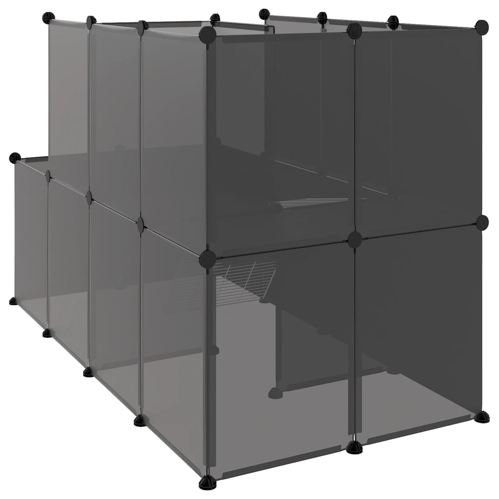 NNEVL Small Animal Cage Black 142x74x93 cm PP and Steel-4