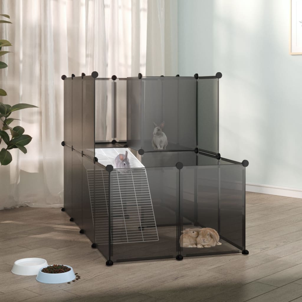 NNEVL Small Animal Cage Black 142x74x93 cm PP and Steel-0