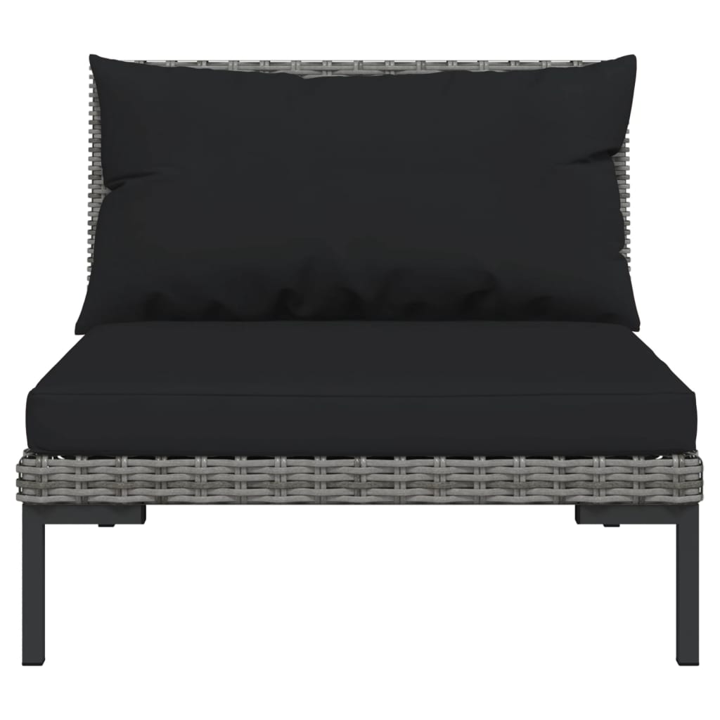 NNEVL 9 Piece Garden Lounge Set with Cushions Poly Rattan Dark Grey-3