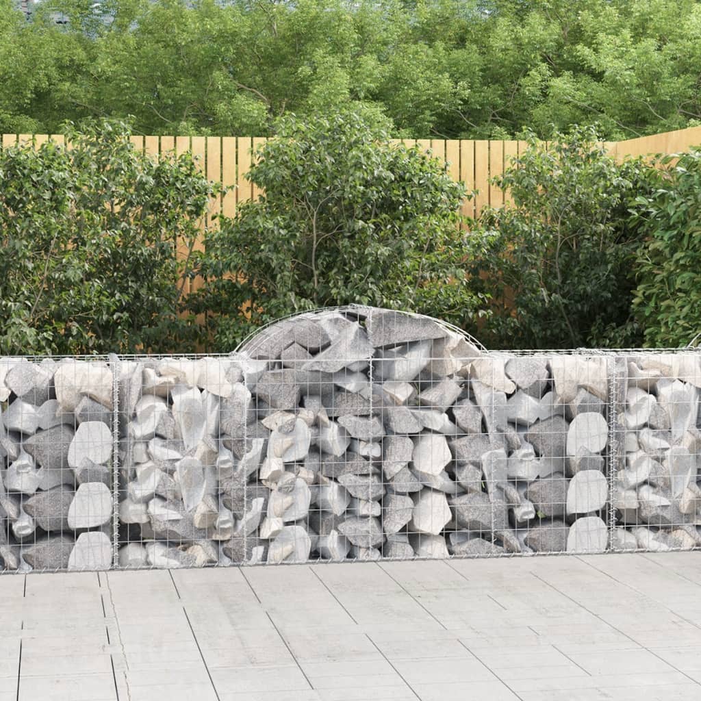 NNEVL Arched Gabion Baskets 3 pcs 200x50x80/100 cm Galvanised Iron-0
