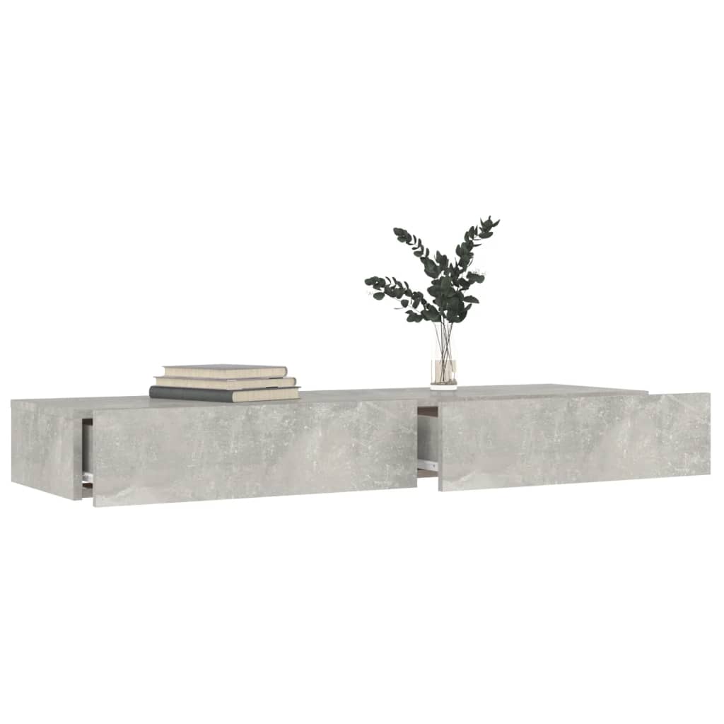 NNEVL TV Cabinet with LED Lights Concrete Grey 120x35x15.5 cm-3