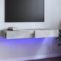 NNEVL TV Cabinet with LED Lights Concrete Grey 120x35x15.5 cm-0
