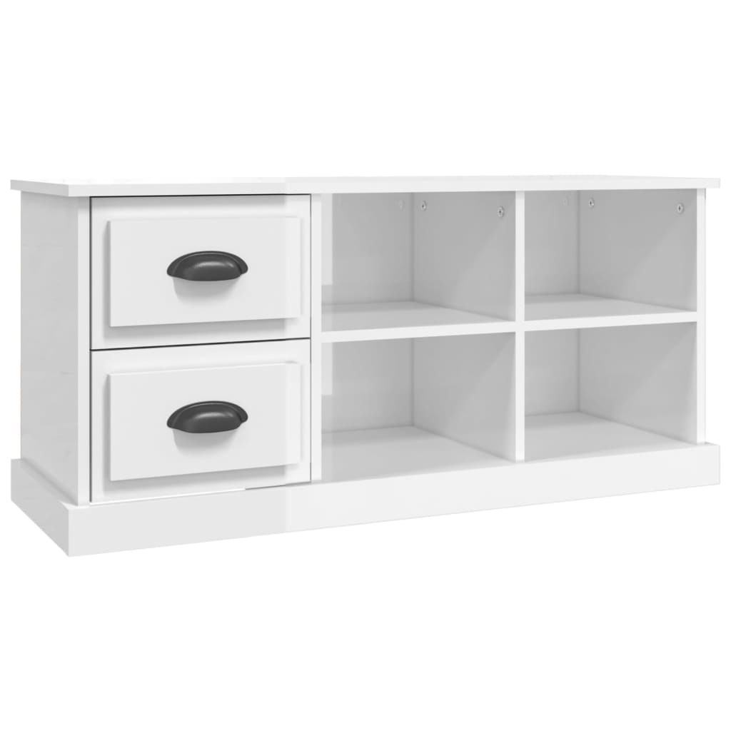 NNEVL TV Cabinet High Gloss White 102x35.5x47.5 cm Engineered Wood-1