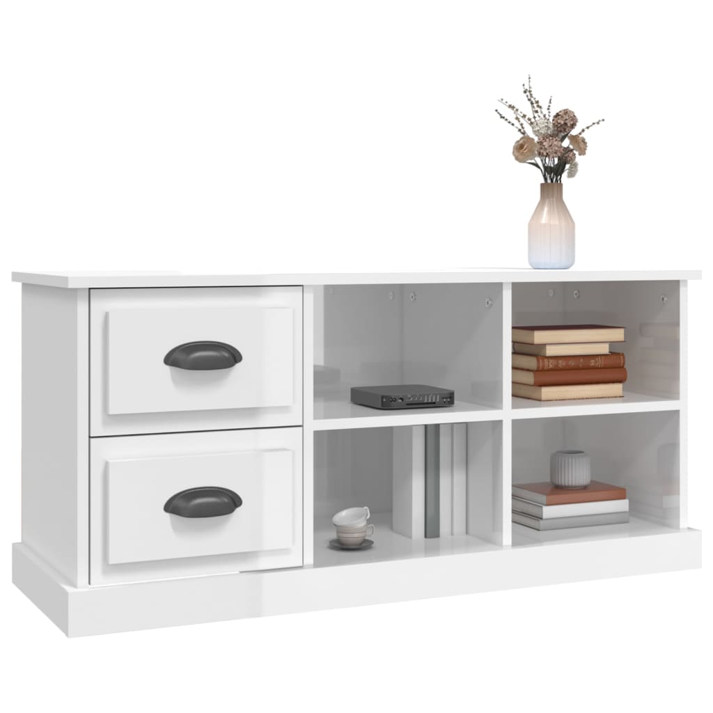 NNEVL TV Cabinet High Gloss White 102x35.5x47.5 cm Engineered Wood-3