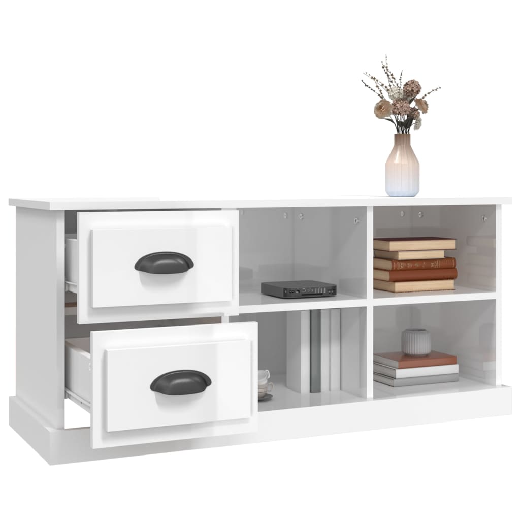 NNEVL TV Cabinet High Gloss White 102x35.5x47.5 cm Engineered Wood-4