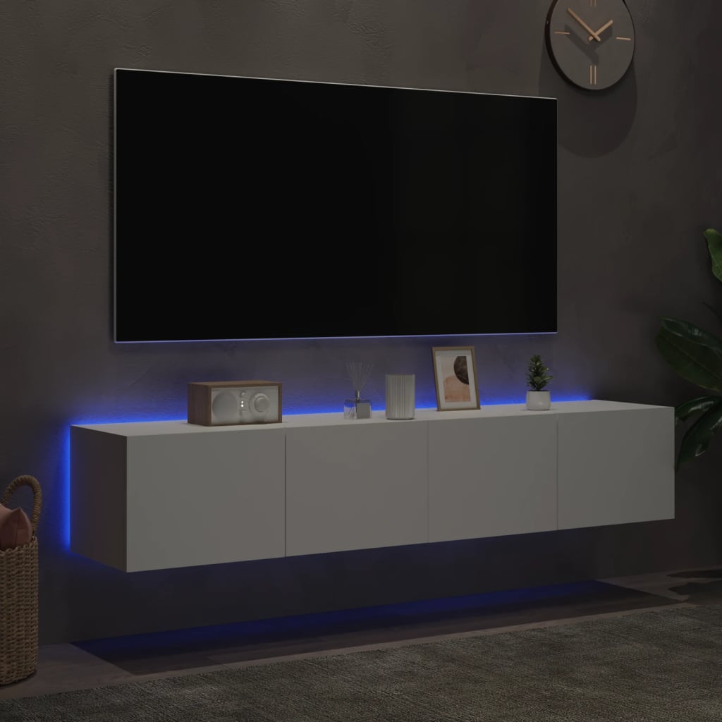NNEVL TV Wall Cabinets with LED Lights 2 pcs White 80x35x31 cm-2