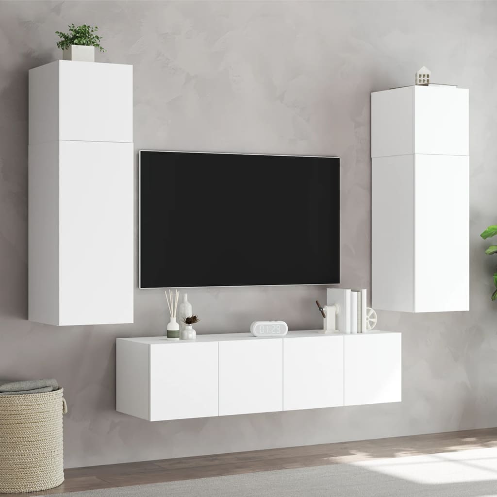 NNEVL TV Wall Cabinets with LED Lights 2 pcs White 80x35x31 cm-4