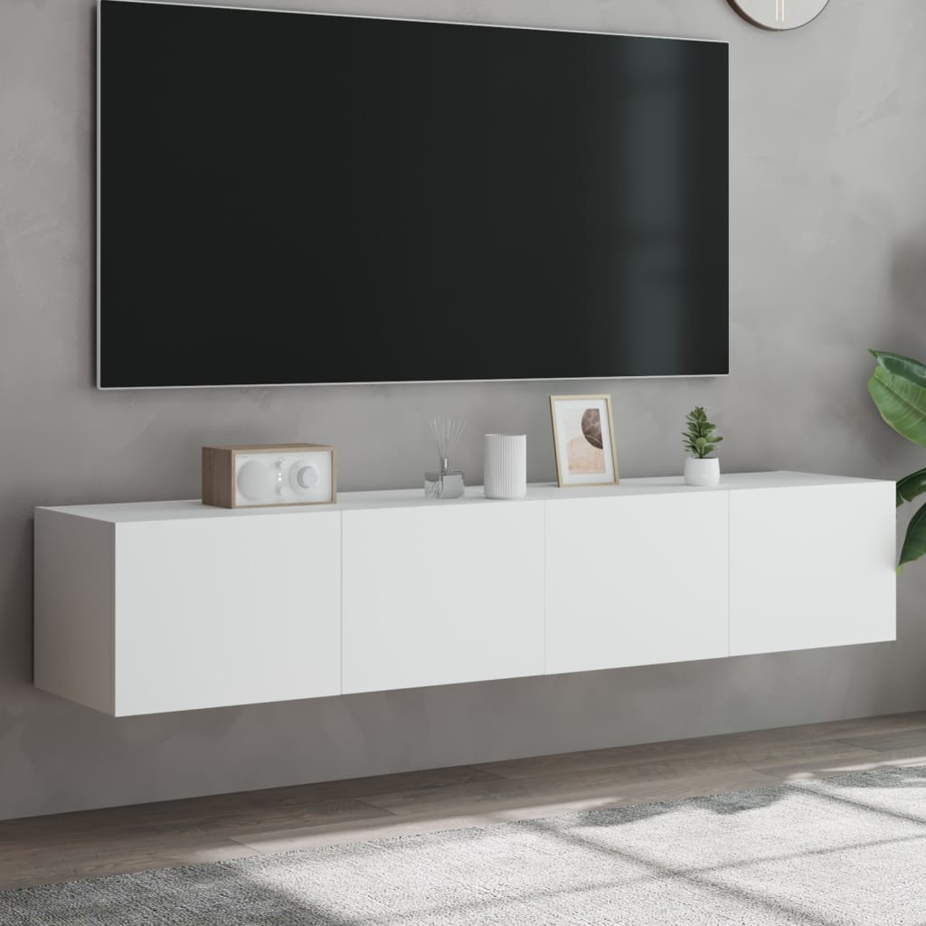 NNEVL TV Wall Cabinets with LED Lights 2 pcs White 80x35x31 cm-0