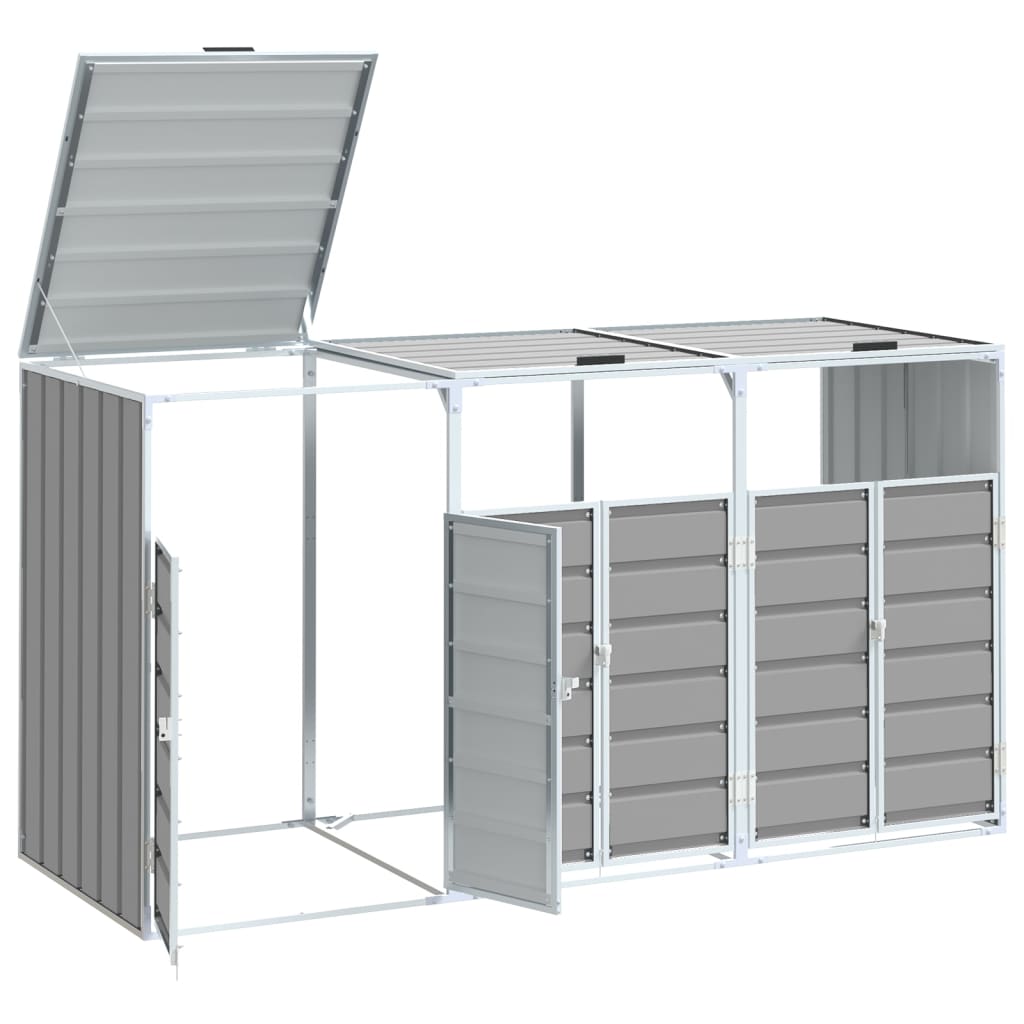 NNEVL Wheelie Bin Storage for Triple Bins Grey 216x81x115 cm Steel-3