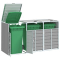 NNEVL Wheelie Bin Storage for Triple Bins Grey 216x81x115 cm Steel-0