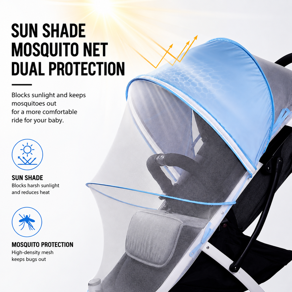 Universal Baby Stroller Sun Shade & Mosquito Net-1