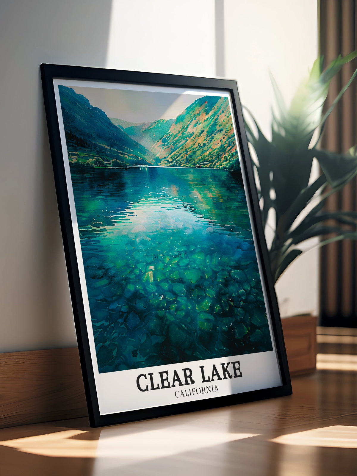 Clear Lake Print - Coast Ranges Wall Art - Lake County Framed Art - Clear Lake Vintage Poster-4