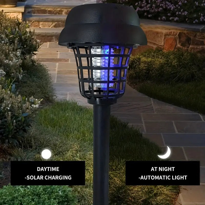 2pcs Solar Mosquito Killer Lamp Set - Outdoor Waterproof Fly Trap & Insect Repellent-2