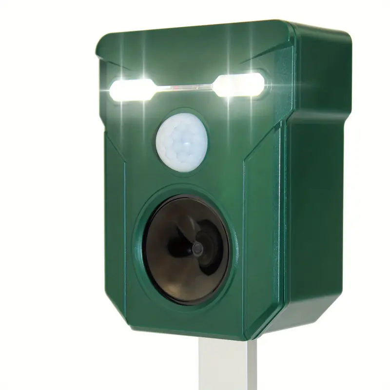 Ultrasonic Solar Animal Repeller with LED Lights & Motion Sensor-0