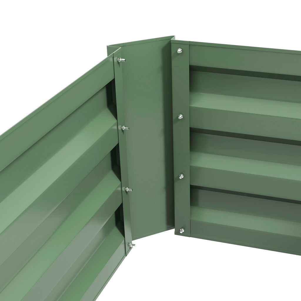 Lot de 2 carré potager de jardin dim. 100L x 50l x 30H cm - tôle d'acier ondulée vert-8
