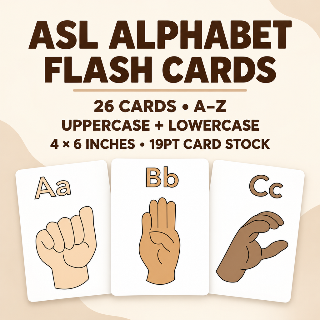 ASL Alphabet Flash Cards for Kids – 26 Sign Language Cards