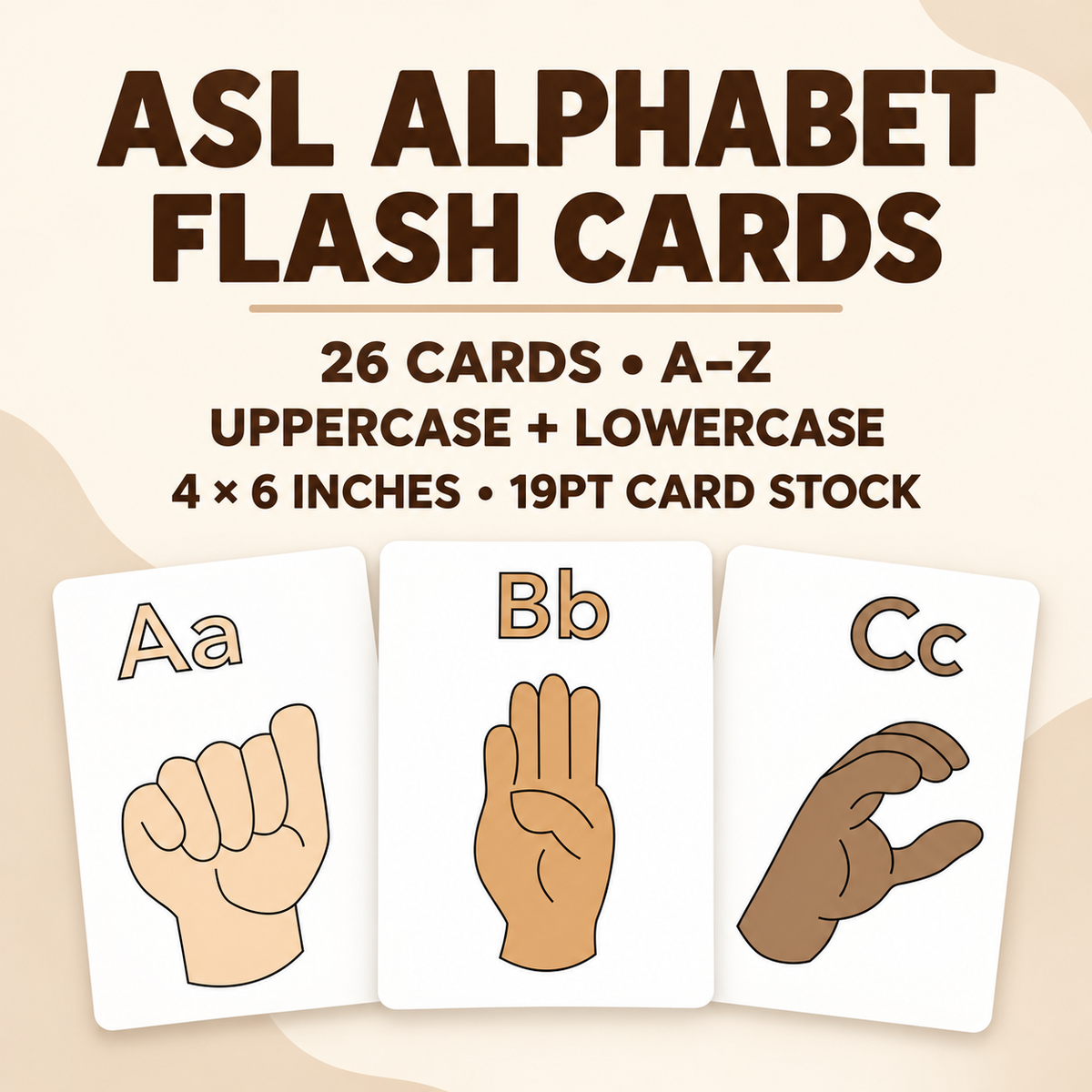 ASL Alphabet Flash Cards for Kids – 26 Sign Language Cards