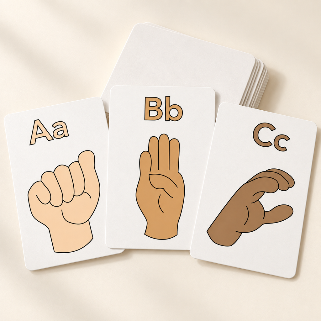 ASL Alphabet Flash Cards for Kids – 26 Sign Language Cards