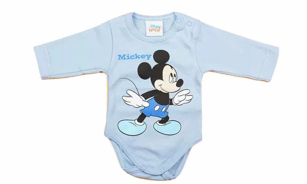 AB Hosszú ujjú pamut body - Kék - Mickey egér (68)-0