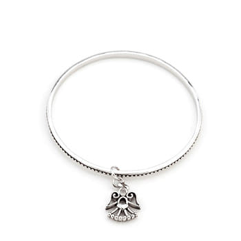 Solitaire Angel Charm Bangle-0