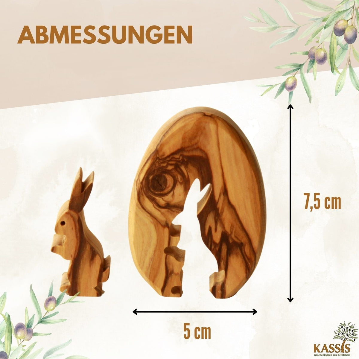 Osterhase im Ei aus Olivenholz | Liebevolle Tischdeko & Osterdeko für Frühling und Ostern-2