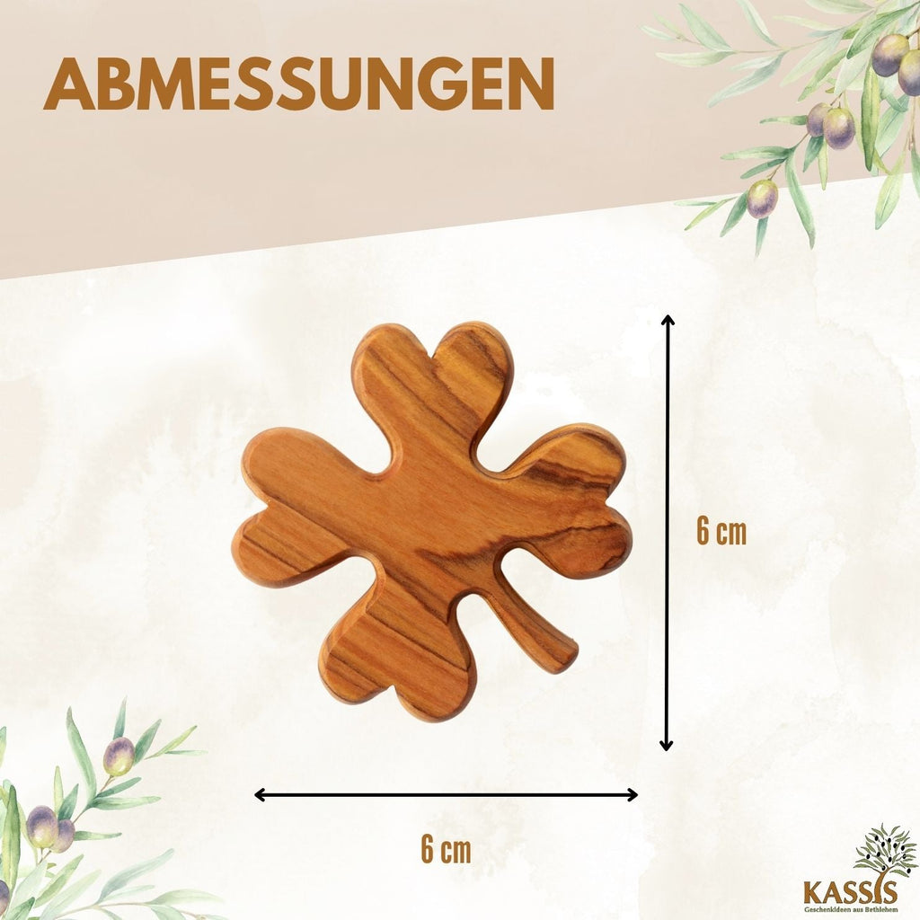 Kleeblatt Handschmeichler aus Olivenholz | Glücksbringer als Geschenk für Geburtstag, Prüfung & Neuanfang-2
