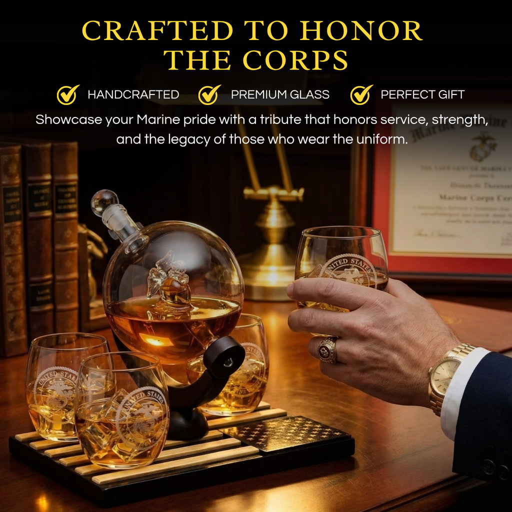 Marine Whiskey Decanter Set Premium Barware Gift Elegant Drinkware Collection-2