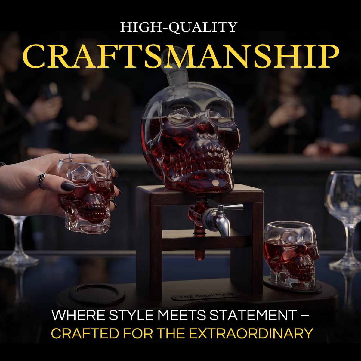 Skull Whiskey 750ML Decanter Set Premium Barware Gift Elegant Drinkware Collection-4
