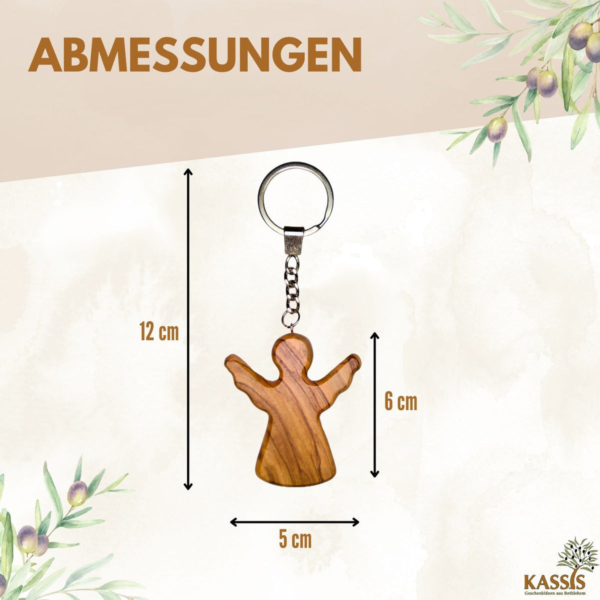 Schutzengel Schlüsselanhänger Handschmeichler aus Olivenholz | Glücksbringer Geschenk Taufe, Kommunion, Geburtstag-2