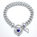 925 Sterling Silver Plated  Euro Chain Bracelet with a Dark Blue Filigree Locket - USA Made-0